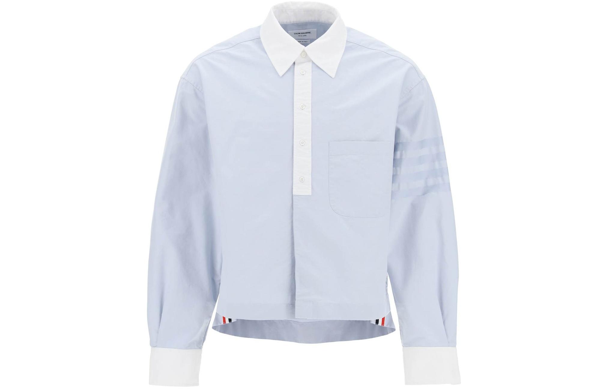 Order (W) Thom Browne Baju Lengan Panjang 4-Bar Biru Muda. MWL391C-06496-480