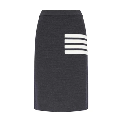 (Women) Thom Browne Slim-Fit Knit Skirt Grey 4-Bar Stripes FKK061-A00014-025