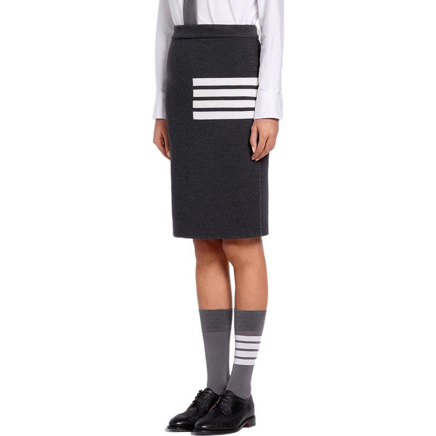 Purchase (W) Falda Ajustada de Punto Gris 4-Bar Stripes de Thom Browne FKK061-A00014-025