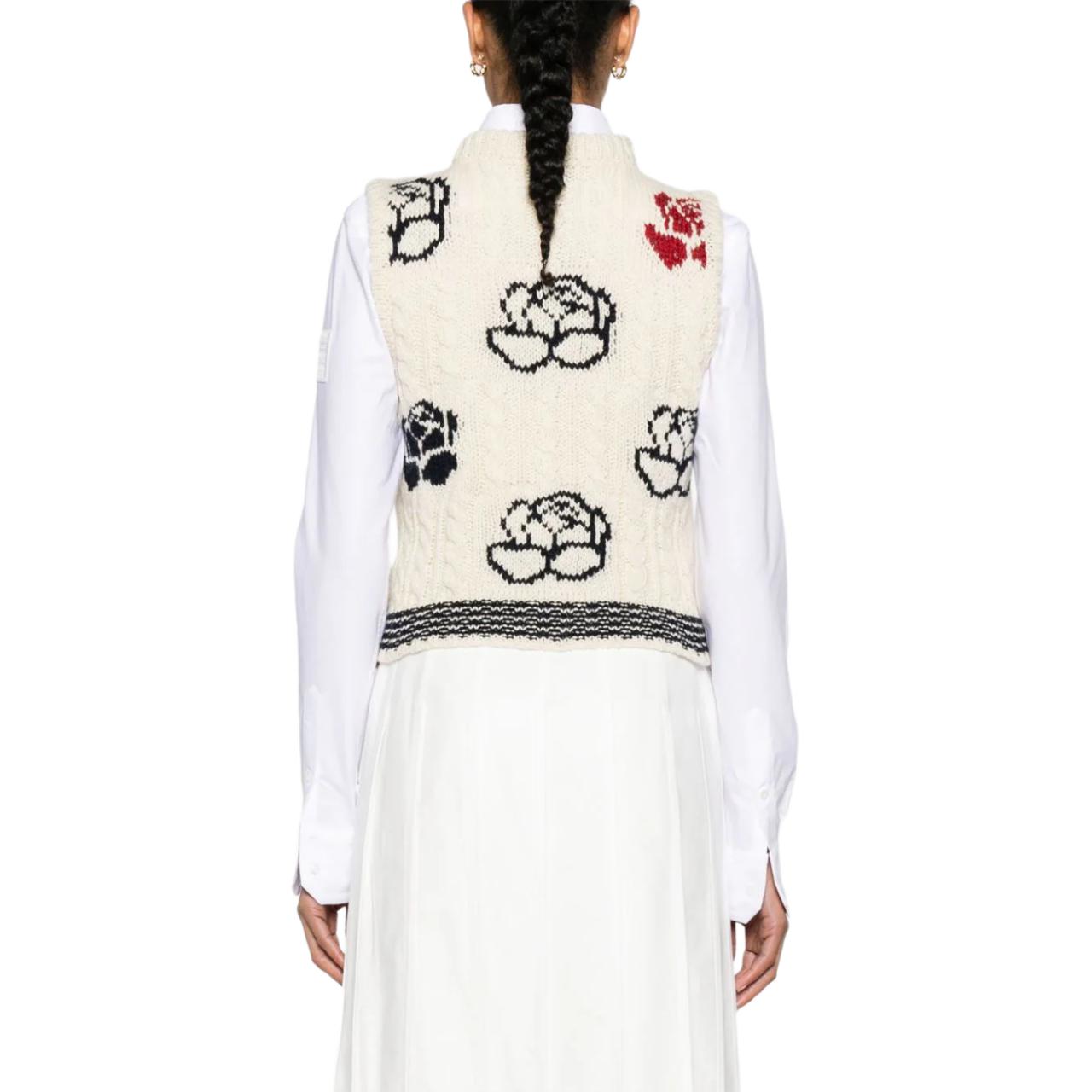 Shop (W) Thom Browne Chaleco Sin Mangas Slim Fit Escote en V Blanco FKV201B-Y1506-100