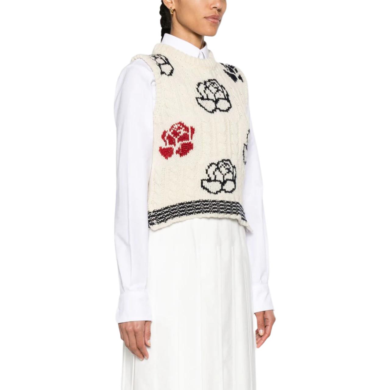 Purchase (W) Thom Browne Chaleco Sin Mangas Slim Fit Escote en V Blanco FKV201B-Y1506-100