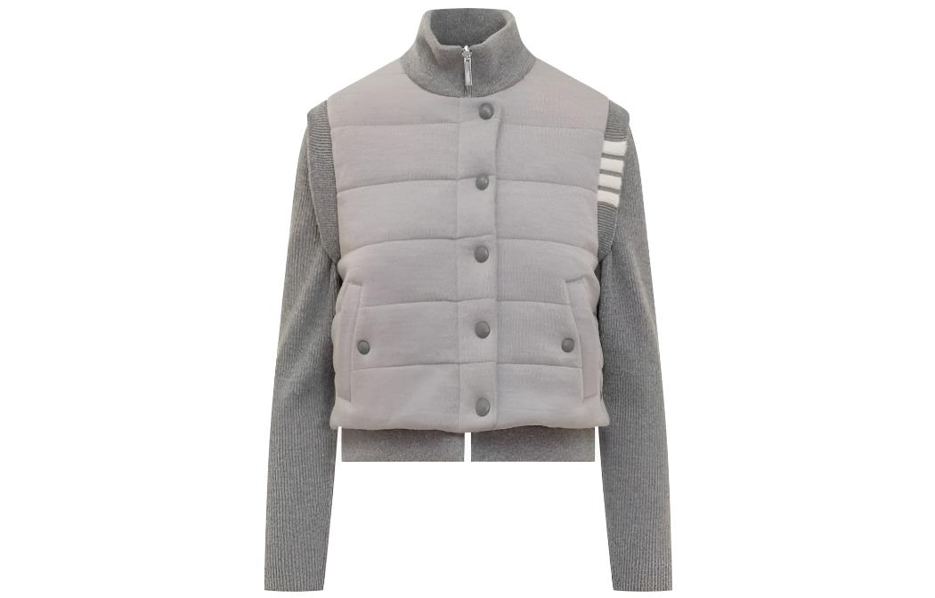(Women) THOM BROWNE  Slim Straight High-Neck Jacket Grey. FKJ082AY1029055