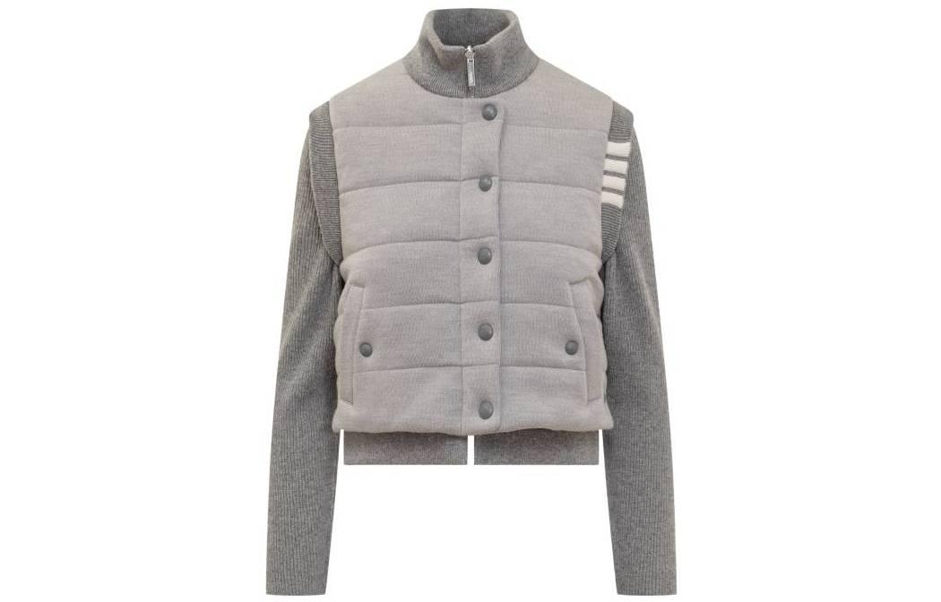 (Women) THOM BROWNE  Slim Straight High-Neck Jacket Grey. FKJ082AY1029055 圖 2