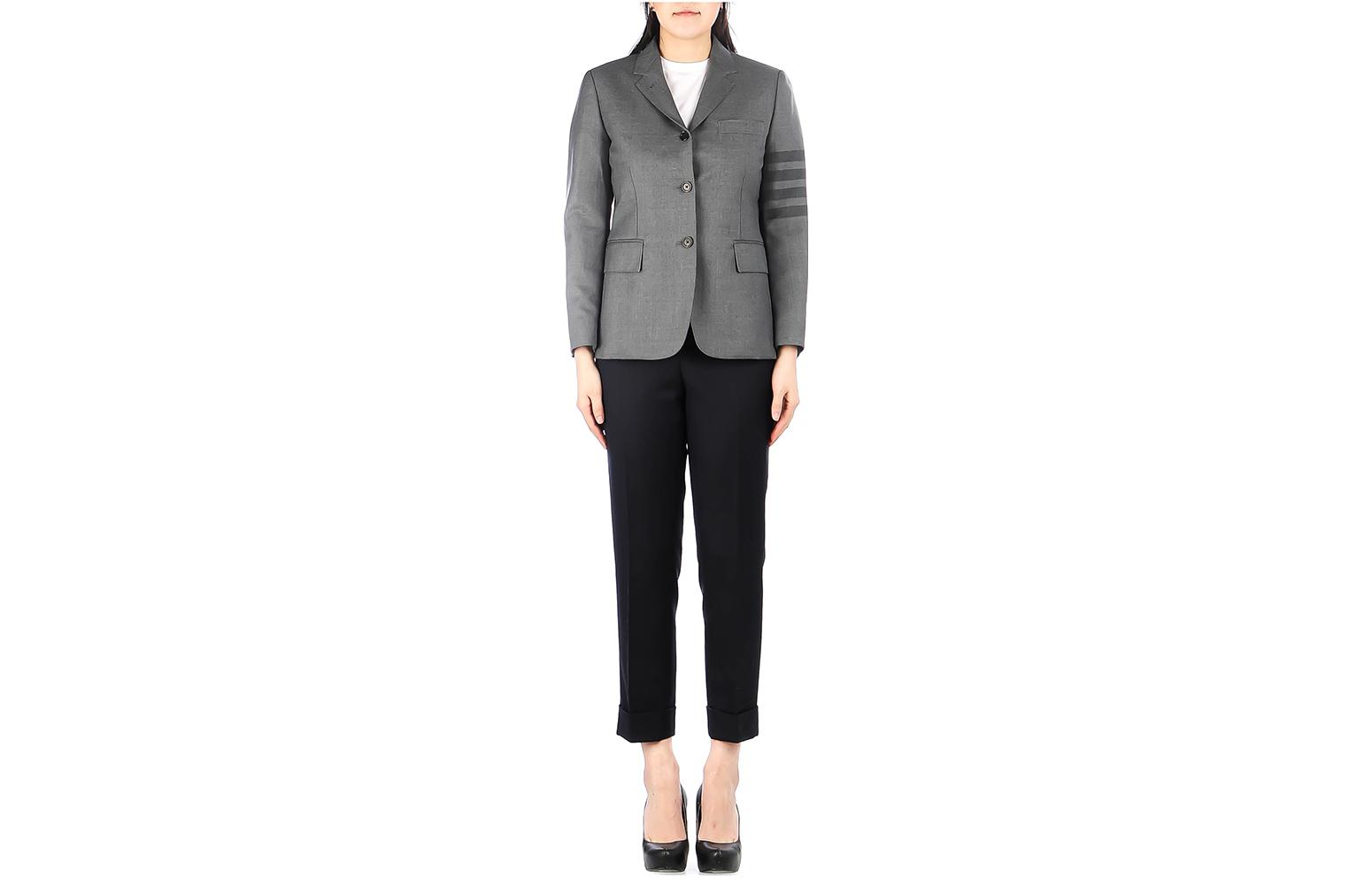 (Women) THOM BROWNE  Solid Color Straight-Leg Casual Pants Black FTC392A-00626-415