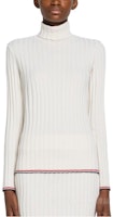 (Women) THOM BROWNE Solid Color Turtleneck Sweater White FJS132A-J0048-100 (Women) THOM BROWNE Solid Color Turtleneck Sweater White FJS132A-J0048-100