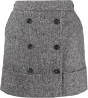 (Women) THOM BROWNE Solid Double-Breasted A-Line Casual Mini Skirt. FGC902B-07052-035 (Women) THOM BROWNE Solid Double-Breasted A-Line Casual Mini Skirt. FGC902B-07052-035