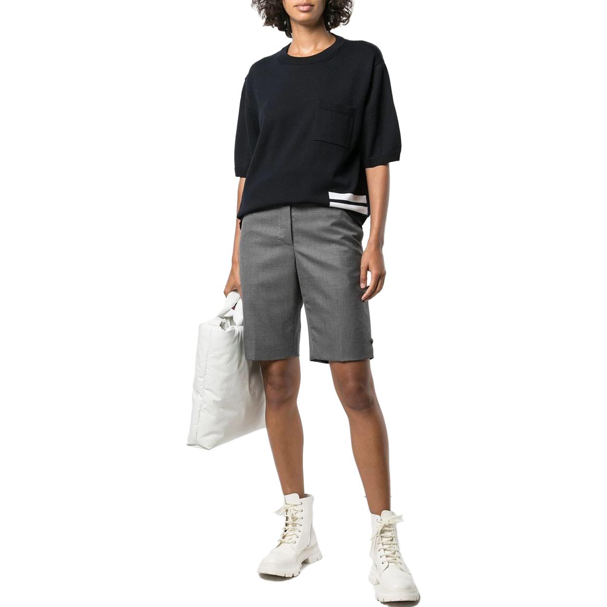 (Women) THOM BROWNE  Solid Straight-Leg Shorts Blue Casual Minimalist Style. FTC404A-00626-415 圖 3