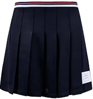 (Women) Thom Browne Solid Striped Pleated Casual Skirt - Navy Blue. FJK098A-J0082-415 (Women) Thom Browne Solid Striped Pleated Casual Skirt - Navy Blue. FJK098A-J0082-415
