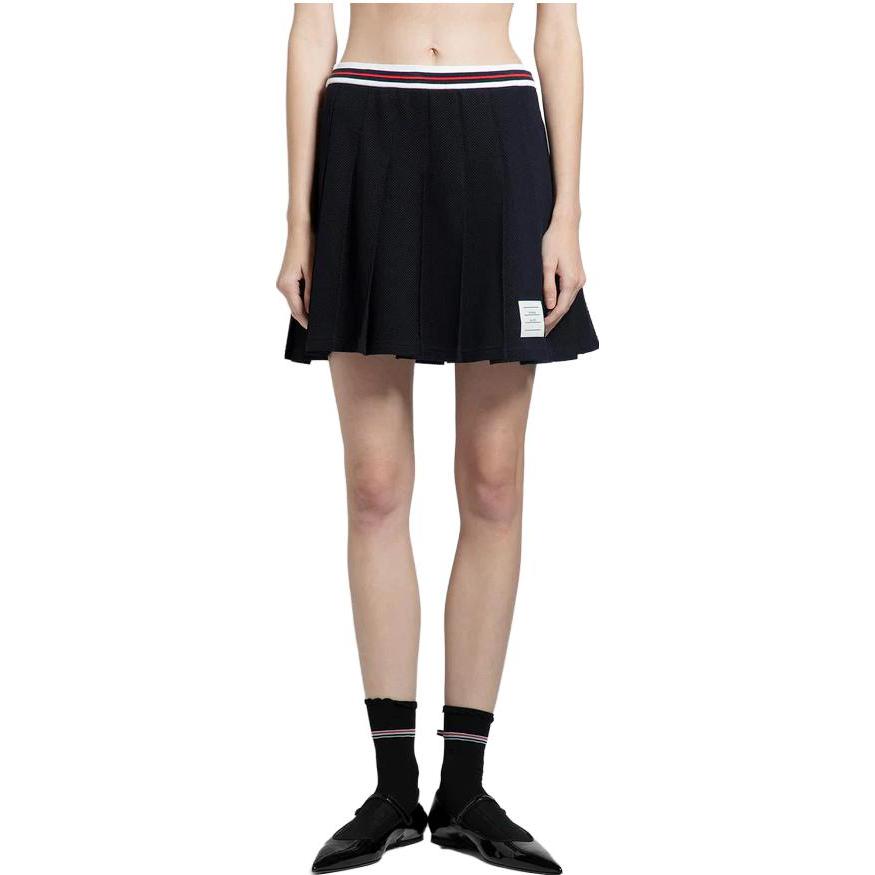 (Women) Thom Browne  Solid Striped Pleated Casual Skirt - Navy Blue. FJK098A-J0082-415 圖 5