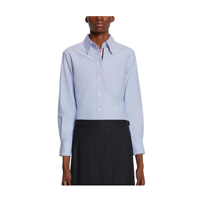 (Women) Thom Browne SS22 Single-Breasted Long Sleeve Shirt Blue FLL005E-06177-480