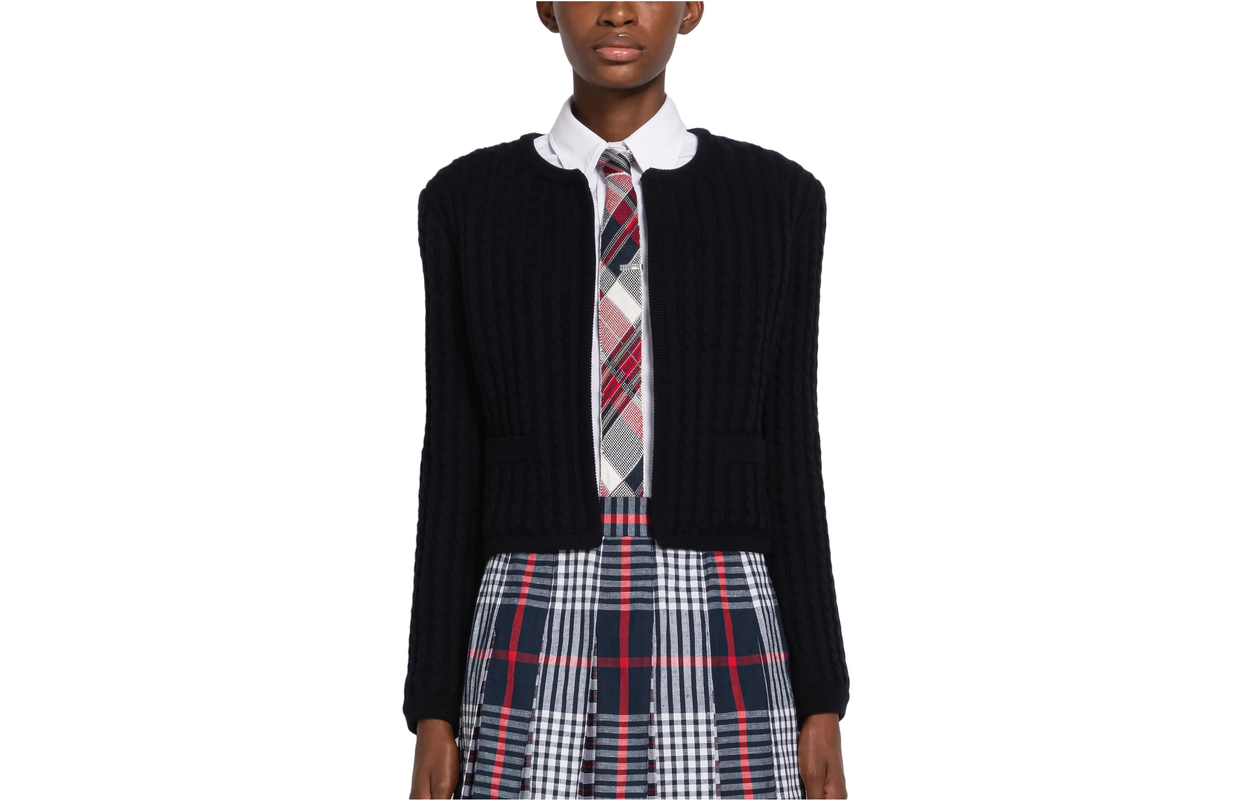 (Women) THOM BROWNE  SS23 Black Cable Knit Cardigan Jacket FKJ076A-Y1002-415 圖 2