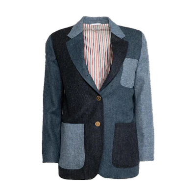 (Women) THOM BROWNE SS23 Color Block Single-Breasted Blazer. FBC334F-05385-415