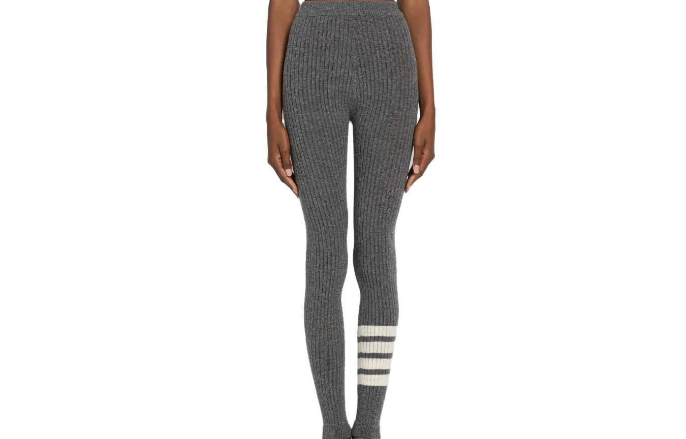 (Women) THOM BROWNE  SS23 Grey Solid Stripe Slim Fit Casual Pants FAS160A-Y1503-035