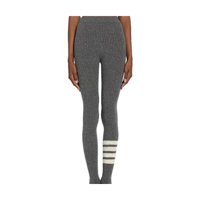 (Women) THOM BROWNE SS23 Grey Solid Stripe Slim Fit Casual Pants FAS160A-Y1503-035