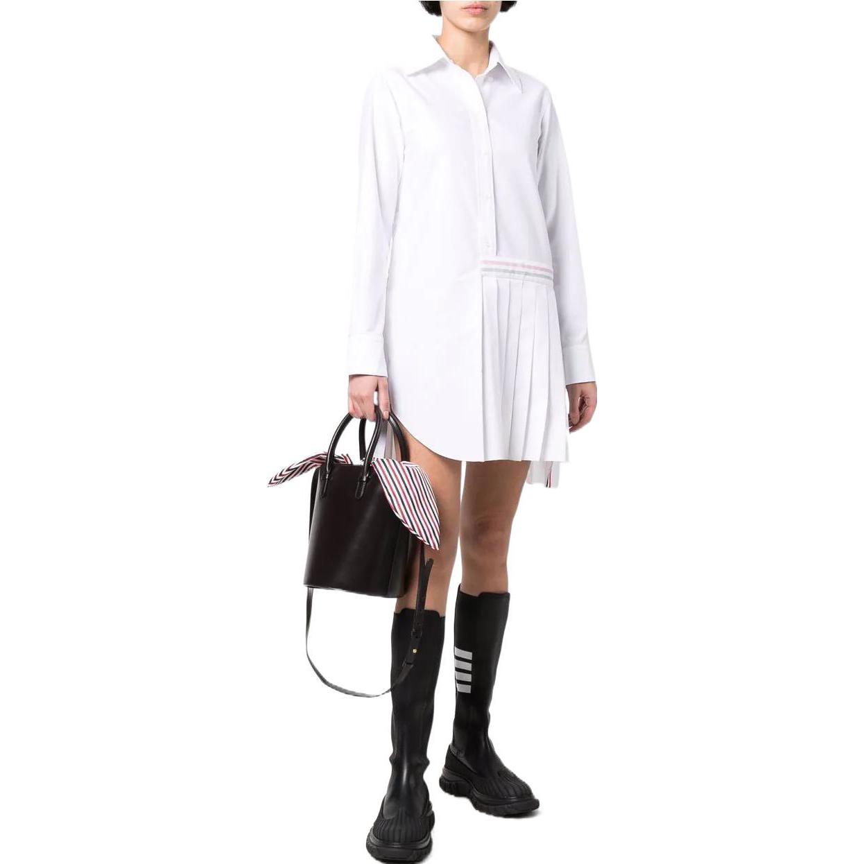 Lookbook (W) Thom Browne 条纹百褶长袖衬衫连衣裙 学院风格 FDSD34A-03634-100