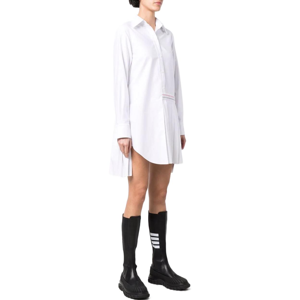 Purchase (W) Thom Browne 条纹百褶长袖衬衫连衣裙 学院风格 FDSD34A-03634-100