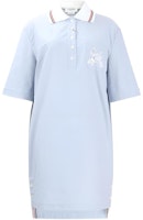 (Women) THOM BROWNE Striped Print Button-Down Short Sleeve Dress in Light Blue. FDSE68E-E0908-480 (Women) THOM BROWNE Striped Print Button-Down Short Sleeve Dress in Light Blue. FDSE68E-E0908-480