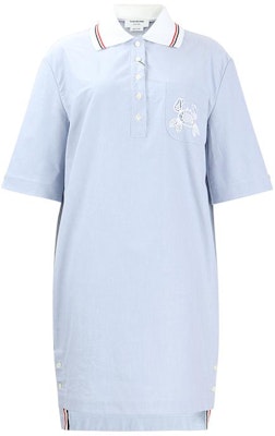 (W) トム ブラウン ストライプ柄 ボタンダウン半袖ドレス ライトブルー FDSE68E-E0908-480 Order (W) トム ブラウン ストライプ柄 ボタンダウン半袖ドレス ライトブルー FDSE68E-E0908-480