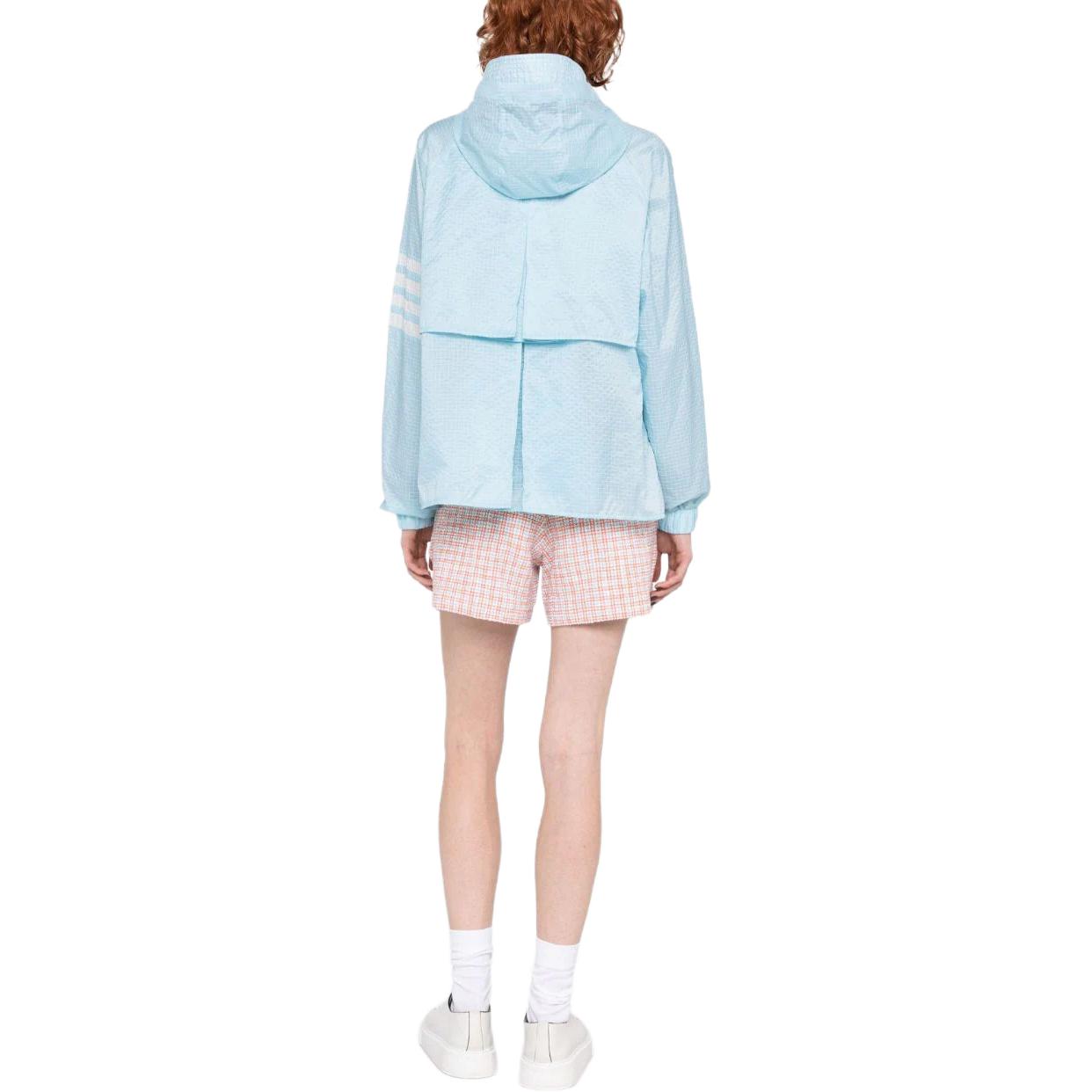 Shop (Women) Thom Browne  Striped Zip-Up Hoodie Jacket Sky Blue FJT316A-F0517-460