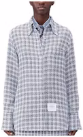 (Women) THOM BROWNE Tweed Check Long-Sleeve Shirt SS24 - Mid Grey FLL169A-F0515-035 (Women) THOM BROWNE Tweed Check Long-Sleeve Shirt SS24 - Mid Grey FLL169A-F0515-035