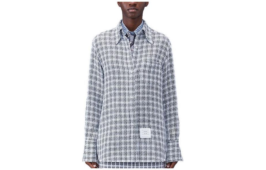 (Women) THOM BROWNE  Tweed Check Long-Sleeve Shirt SS24 - Mid Grey FLL169A-F0515-035 圖 2