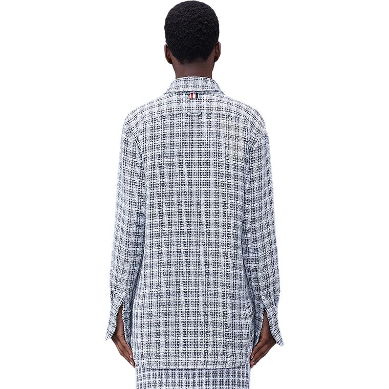 (Women) THOM BROWNE  Tweed Check Long-Sleeve Shirt SS24 - Mid Grey FLL169A-F0515-035 圖 4
