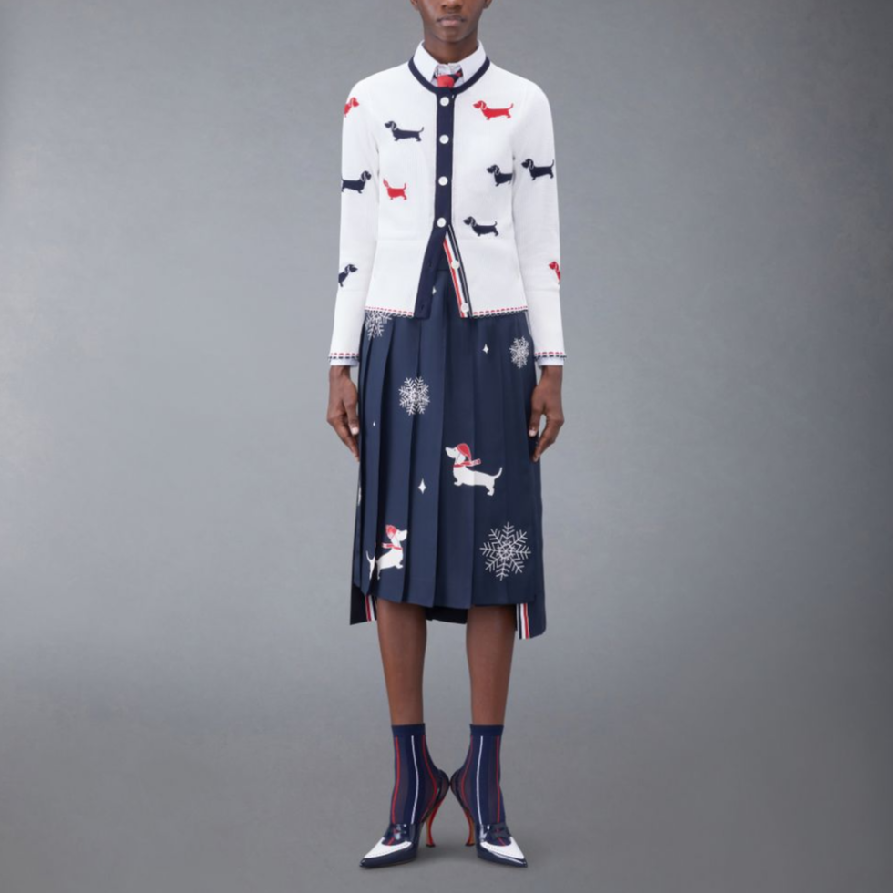 (Women) Thom Browne  White Animal Pattern Crewneck Knit Long Sleeve Sweater FKC555B-Y3006-100 圖 3