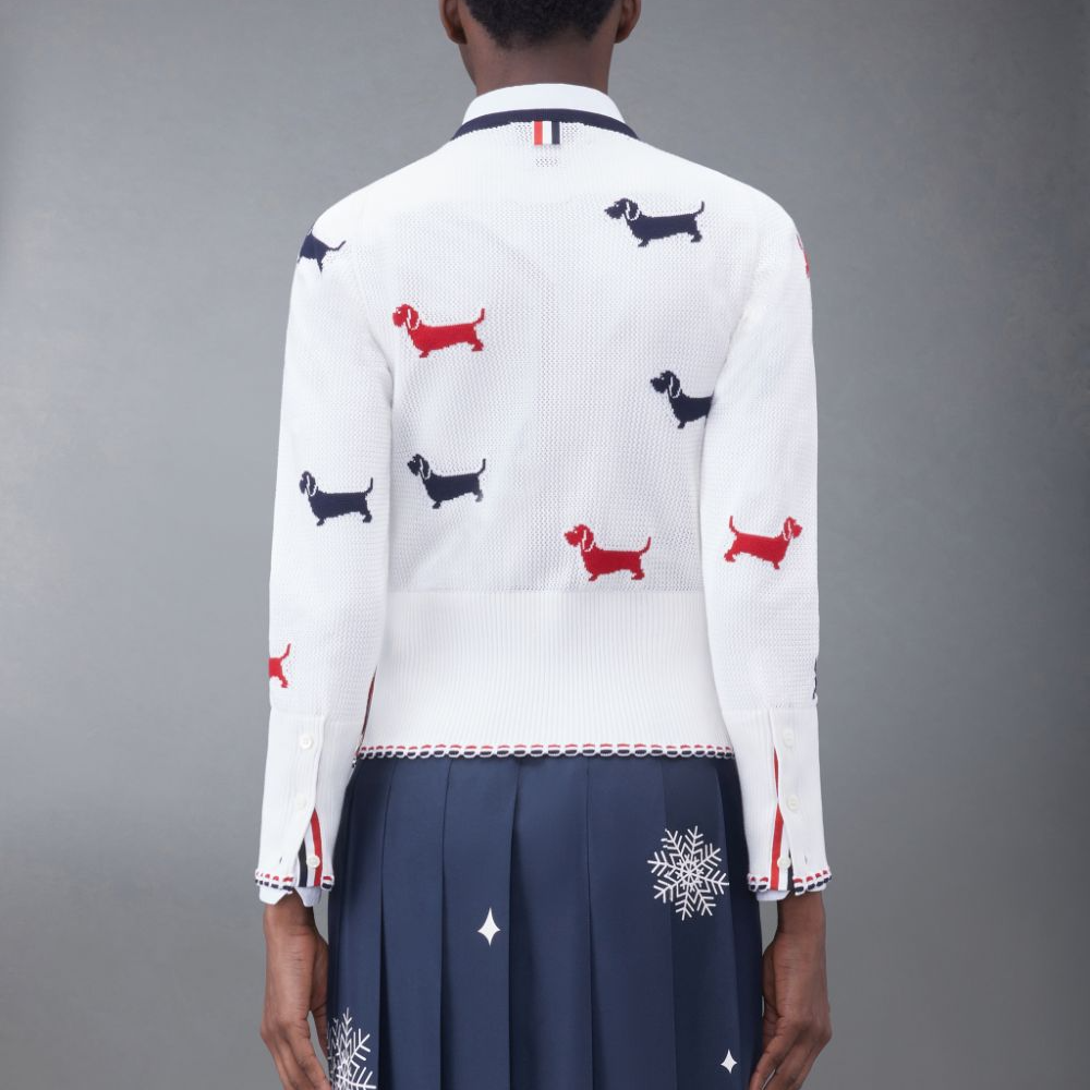 (Women) Thom Browne  White Animal Pattern Crewneck Knit Long Sleeve Sweater FKC555B-Y3006-100 圖 4