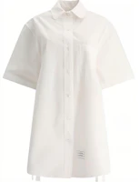 (Women) THOM BROWNE White Button-Down Collar Shirt SS23 Collection. FDSD91A-F0184-100 (Women) THOM BROWNE White Button-Down Collar Shirt SS23 Collection. FDSD91A-F0184-100