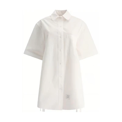 (Women) THOM BROWNE White Button-Down Collar Shirt SS23 Collection. FDSD91A-F0184-100