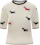 Order (W) 톰 브라운 화이트 도그 자수 반팔 니트 스웨터. FKA444B-Y3006-100