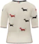 Lookbook (W) 톰 브라운 화이트 도그 자수 반팔 니트 스웨터. FKA444B-Y3006-100