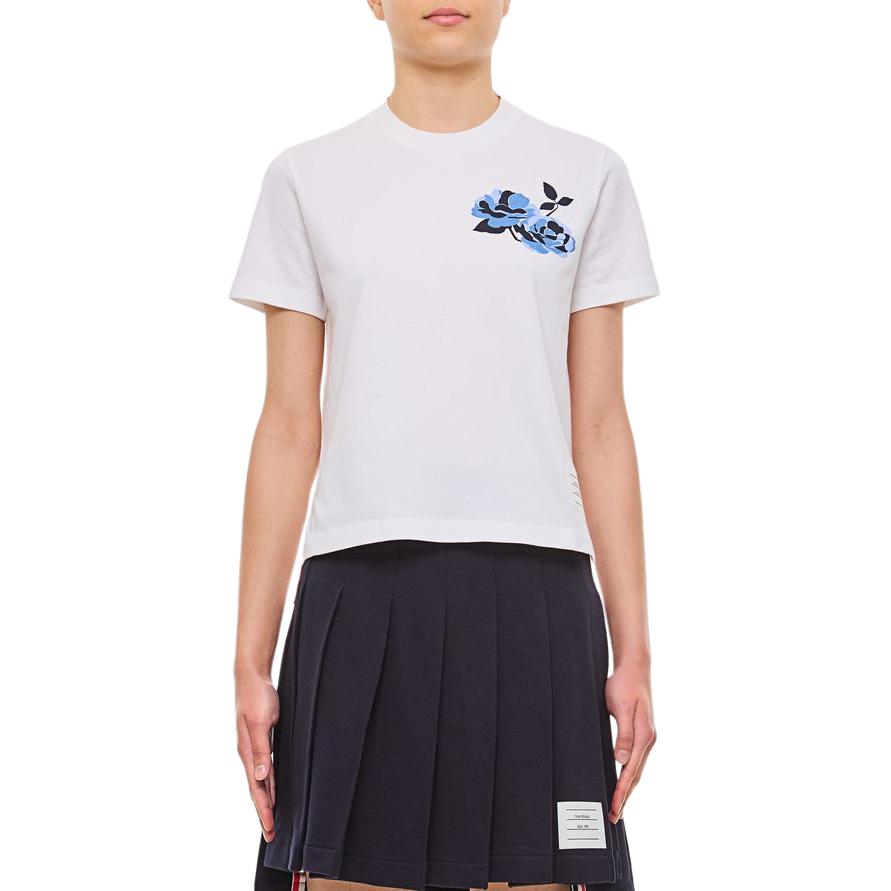 (Women) Thom Browne  White Graphic Detail Short Sleeve Crewneck T-Shirt. FJS188A-J0058-100
