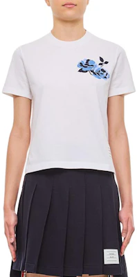 (Women) Thom Browne White Graphic Detail Short Sleeve Crewneck T-Shirt. FJS188A-J0058-100 Buy (Women) Thom Browne White Graphic Detail Short Sleeve Crewneck T-Shirt. FJS188A-J0058-100