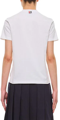 (Women) Thom Browne White Graphic Detail Short Sleeve Crewneck T-Shirt. FJS188A-J0058-100 Lookbook (Women) Thom Browne White Graphic Detail Short Sleeve Crewneck T-Shirt. FJS188A-J0058-100