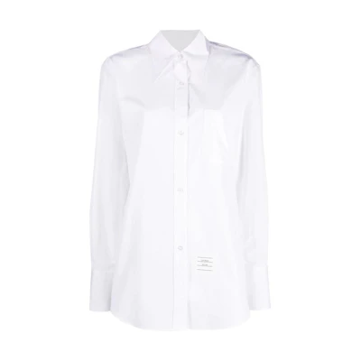(Women) THOM BROWNE White Long Sleeve Solid Button-Down Shirt. FLL169A-03113-T100