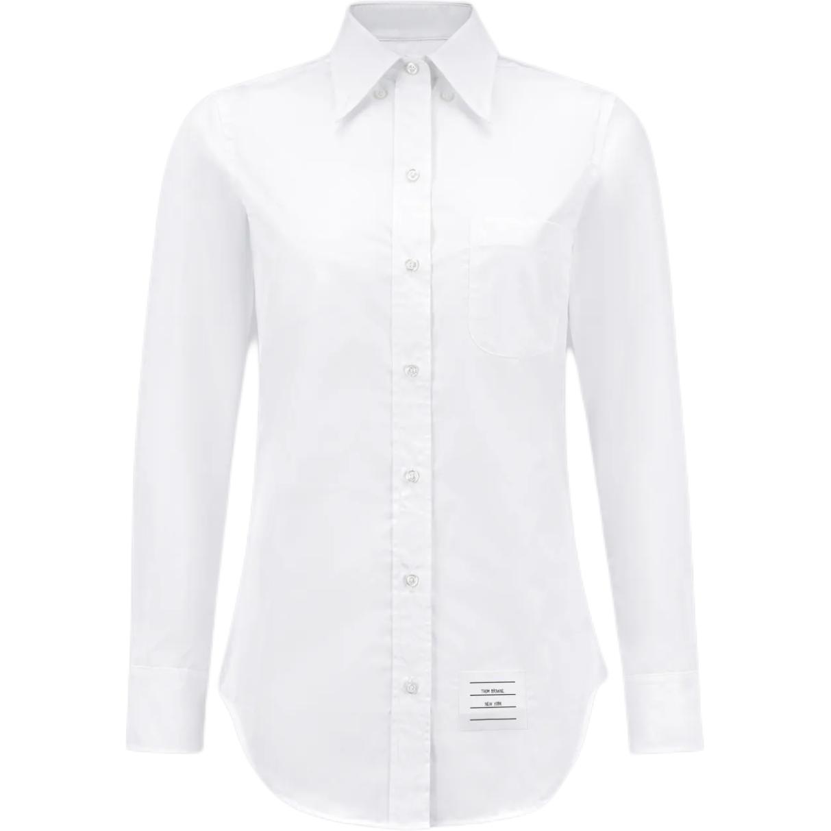 (Women) Thom Browne  White Long Sleeve Solid Color Point Collar Shirt. FLL005A-03113-100 圖 4