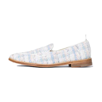(W) Thom Browne 'White Plaid Chiffon Tweed' Casual Shoes