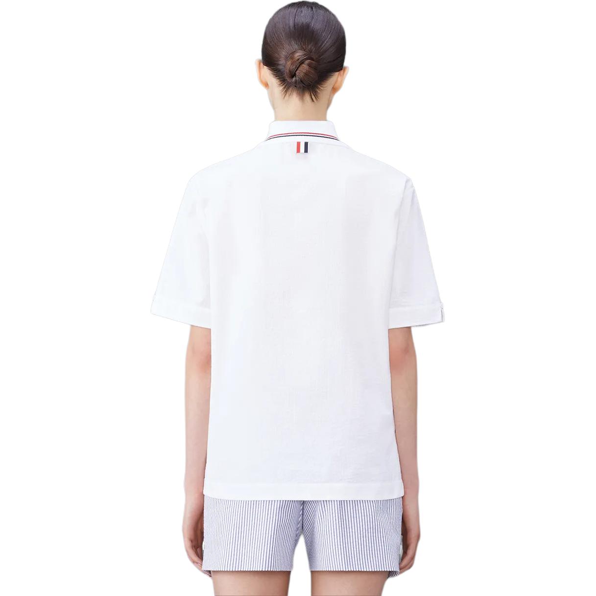 (Women) Thom Browne  White Polo Shirt with Stripe Collar Detail. FTU419A-00572-100 圖 3