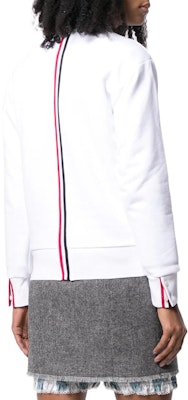 (Women) THOM BROWNE White Ribbed Long Sleeve Knit Cardigan FW22. FJT070A-03377-100 Shop (Women) THOM BROWNE White Ribbed Long Sleeve Knit Cardigan FW22. FJT070A-03377-100