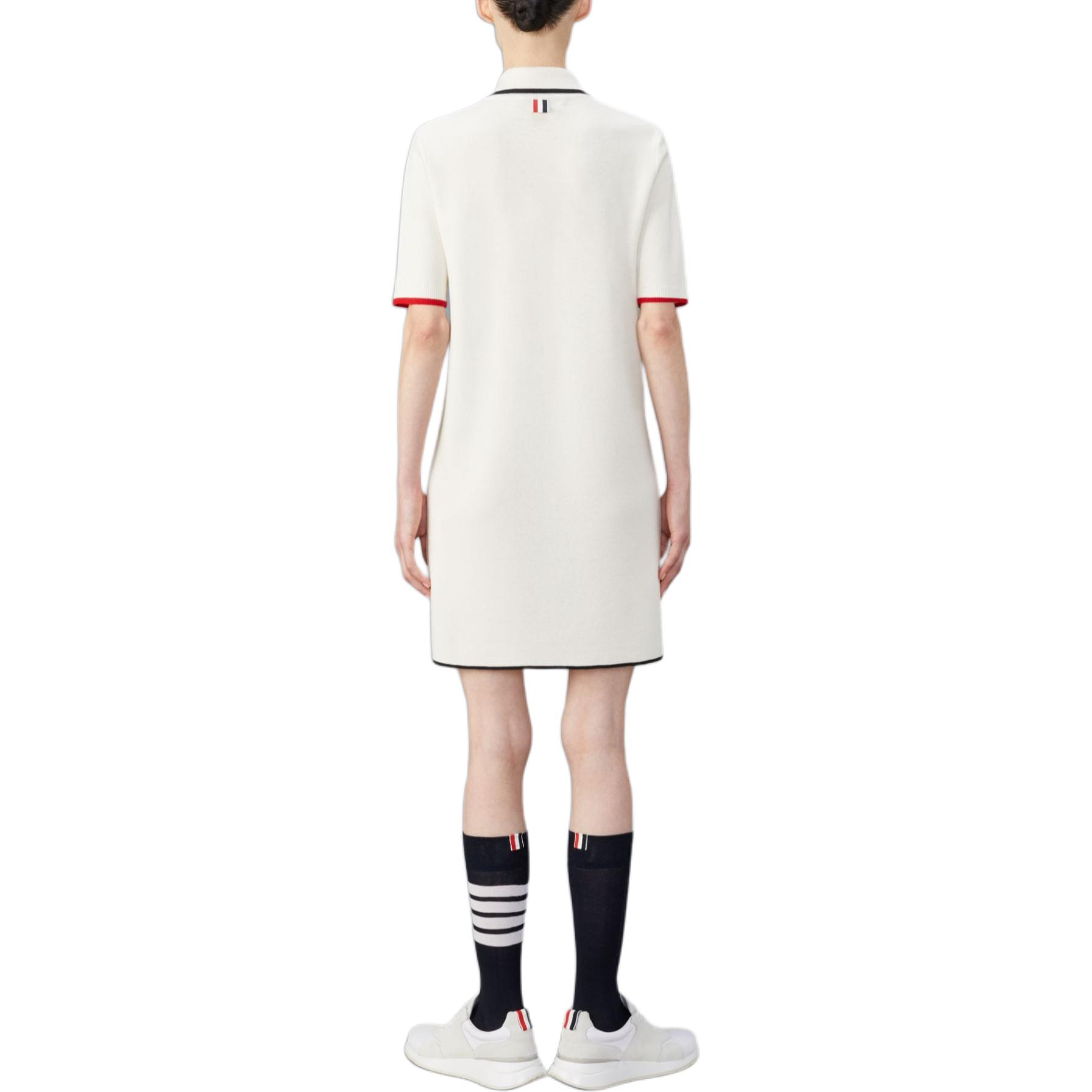 (Women) THOM BROWNE  White Side-Slit Knit Polo Mini Dress. FKD171B-Y1037-100 圖 5