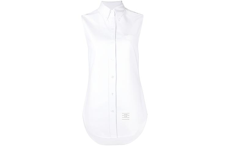 (Women) THOM BROWNE  White Solid Single-Breasted Shirt FLL012E-06177-100