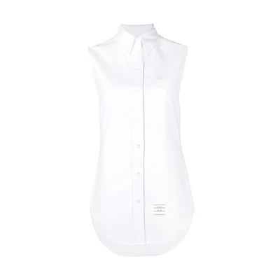 (Women) THOM BROWNE White Solid Single-Breasted Shirt FLL012E-06177-100