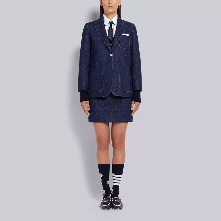 (Women) THOM BROWNE  White Solid Single-Breasted Shirt FW21 FLL019I-06177-100 圖 3