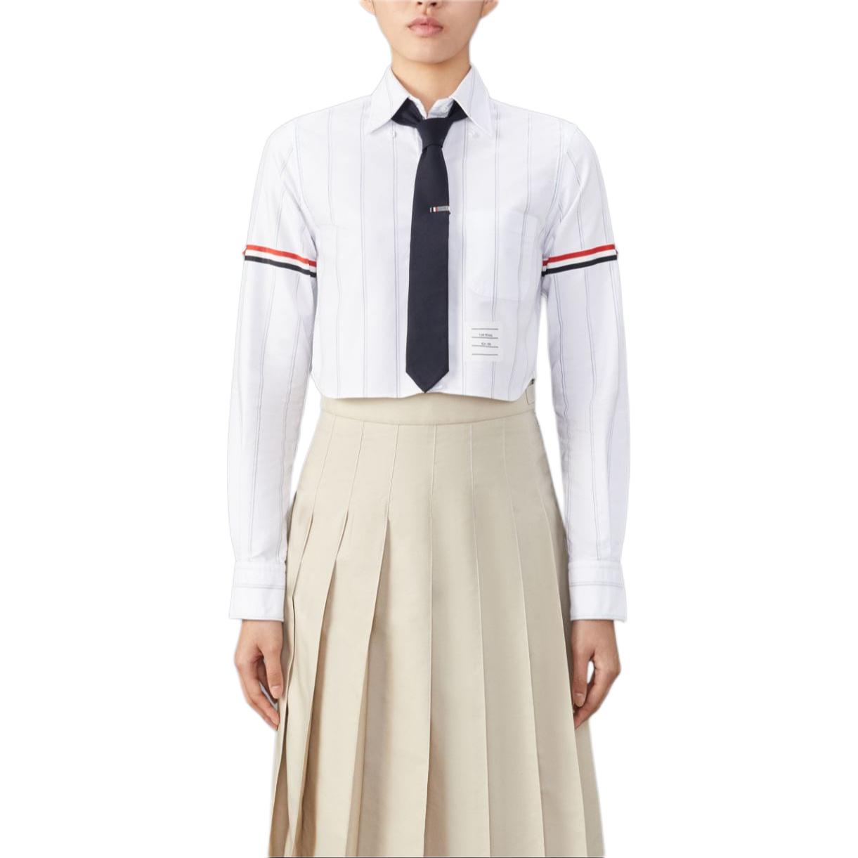(Women) Thom Browne  White Stripe Collar Button-Up Long Sleeve Shirt. FLL183O-F0660-100 圖 3