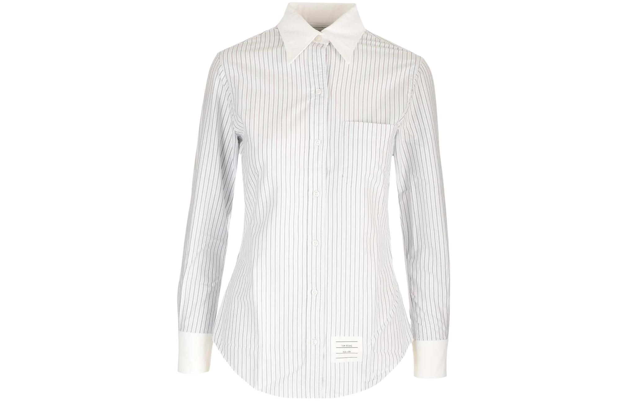 (Women) THOM BROWNE  White Stripe Long Sleeve Shirt FLL005C-F0510-460