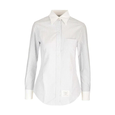 (Women) THOM BROWNE White Stripe Long Sleeve Shirt FLL005C-F0510-460