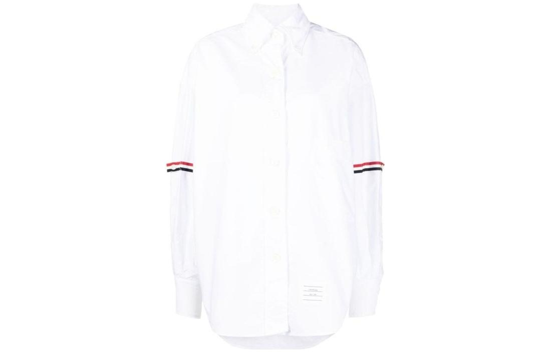 (Women) THOM BROWNE  White Striped Button-Up Long Sleeve Shirt. FLL079E-F0313-100 圖 2