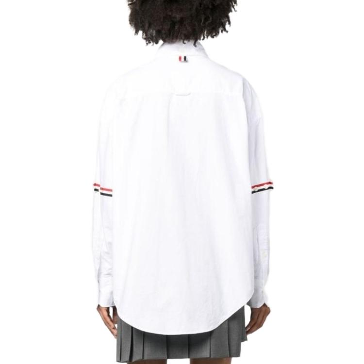 (Women) THOM BROWNE  White Striped Button-Up Long Sleeve Shirt. FLL079E-F0313-100 圖 4