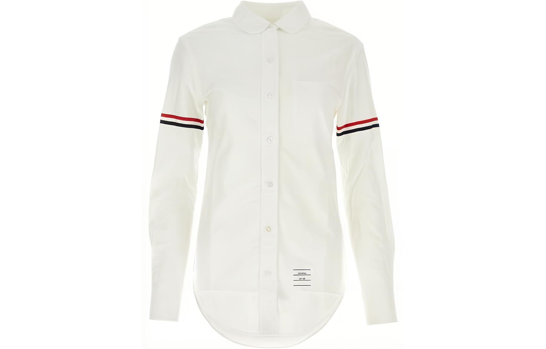 (Women) Thom Browne  White Striped Print Long-Sleeve Shirt. FLL019E-F0313-100 圖 2